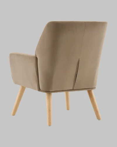 Кресло Райт мокка УТ000040112 Stool Group, капучино шоколад коричневый/велюр, ножки/массив гевеи/бежевый коричневый, размеры - *790****мм фото 6
