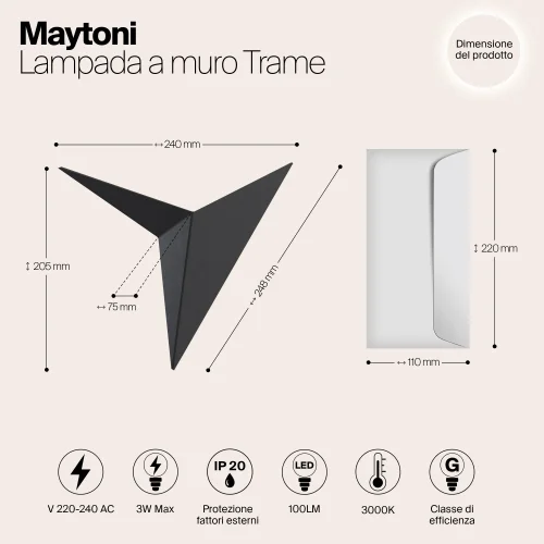 Бра LED Trame C808WL-L3B Maytoni чёрный на 1 лампу, основание чёрное в стиле современный фото 3