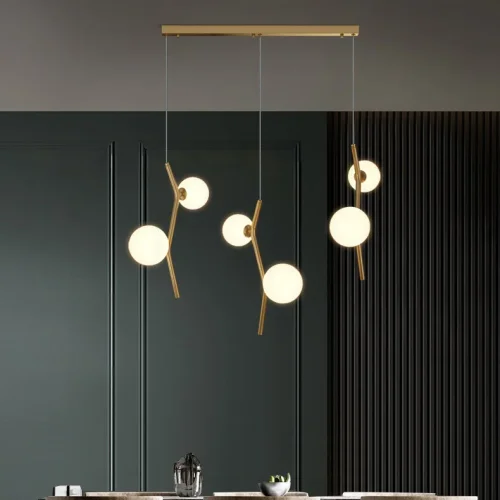 Светильник подвесной MATHIA MORE 212205-23 ImperiumLoft белый на 6 ламп, основание латунь в стиле современный фото 5 Светильник подвесной MATHIA MORE 212205-23 ImperiumLoft белый на 6 ламп, основание латунь в стиле современный фото 5