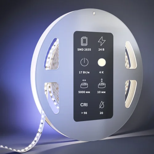 Светодиодная лента 24В 2835 17Вт/м 4000К 5м IP 20 201092 Maytoni цвет LED нейтральный белый 4000K, световой поток 1615Lm фото 3