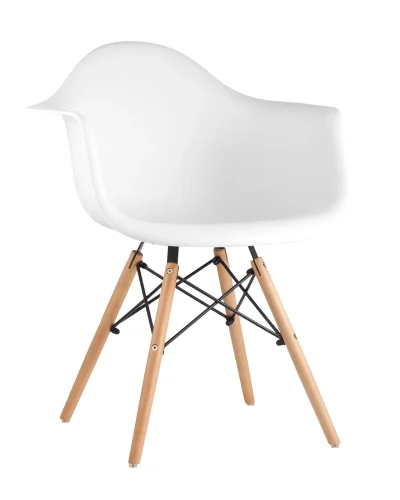Кресло EAMES W, белое УТ000004417 Stool Group, белый/пластик, ножки/дерево/бежевый, размеры - ****620*450 фото 2