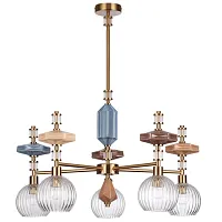 Люстра на штанге Terra 5414/5 Odeon Light прозрачная на 5 ламп, основание античное бронза латунь в стиле классический современный 