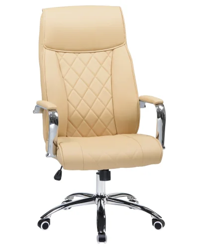 Офисное кресло для руководителей 110B-LMR HARRY, цвет бежевый Dobrin, бежевый/экокожа, ножки/металл/хром, размеры - 1150*1230***670*720