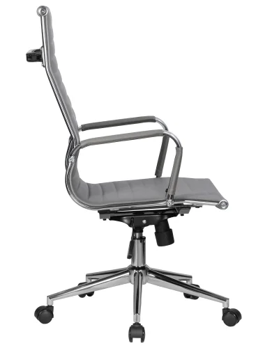 Офисное кресло для руководителей DOBRIN CLARK SIMPLE (серый (47)) цвет сиденья серый (47), цвет основания хромированная сталь Dobrin, серый/экокожа, ножки/металл/, размеры - 1090*1150**** фото 3