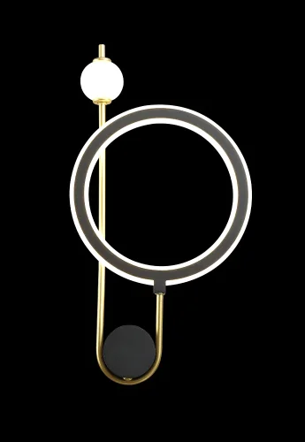 Бра LED CORIDA AP25W LED BLACK/GOLD Crystal Lux белый на 1 лампа, основание золотое чёрное в стиле современный кольца фото 4