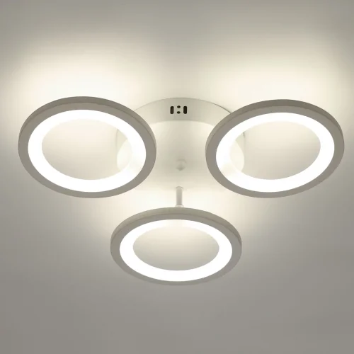 Люстра потолочная LED с пультом Мадлен 424013303 DeMarkt белая на 1 лампа, основание белое в стиле хай-тек с пультом кольца фото 2