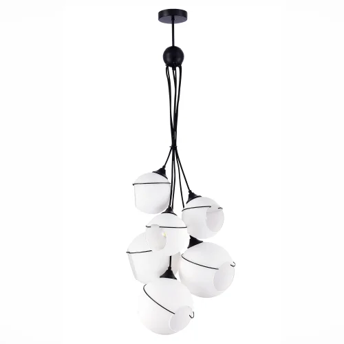 Светильник подвесной Satturo SLE103143-06 Evoluce белый 6 ламп, основание чёрное в стиле кантри лофт шар фото 2