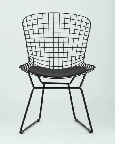 Стул обеденный Bertoia  черный с черной подушкой  УТ000004220 Stool Group, чёрный/экокожа, ножки/металл/чёрный, размеры - ***** фото 4