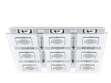 Люстра потолочная LED CABO 92877 Eglo белая прозрачная на 9 ламп, основание хром серое в стиле современный минимализм 