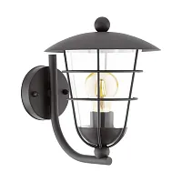 Настенный светильник PULFERO 94834 Eglo уличный IP44 чёрный 1 лампа, плафон прозрачный в стиле современный E27