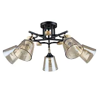 Люстра потолочная Glassy A5078PL-5BK Arte Lamp янтарная на 5 ламп, основание чёрное в стиле современный классический 