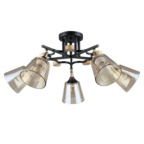 Люстра потолочная Glassy A5078PL-5BK Arte Lamp янтарная на 5 ламп, основание чёрное в стиле современный классический 
