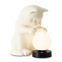 Настольная лампа ЛЕД Вискер / Whisker FR5607TL-01W Freya белая на 1 лампу, основание чёрное белое металл в стиле современный животные