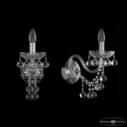 Бра 1409B/1/195/XL Ni Bohemia Ivele Crystal без плафона на 1 лампа, основание прозрачное никель в стиле классический sp