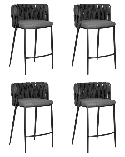Набор 4 шт Стул полубарный DOBRIN AMELIA COUNTER (серая ткань (F-48), темно-серый винтажный PU (MF-12)) цвет сиденья серая ткань (F-48), цвет спинки темно-серый винтажный PU (MF-12), цвет основания черный Dobrin, серый/ткань экокожа, ножки/металл/, размеры - *890**** Набор 4 шт Стул полубарный DOBRIN AMELIA COUNTER (серая ткань (F-48), темно-серый винтажный PU (MF-12)) цвет сиденья серая ткань (F-48), цвет спинки темно-серый винтажный PU (MF-12), цвет основания черный Dobrin, серый/ткань экокожа, ножки/металл/, размеры - *890****