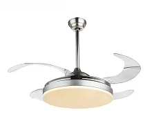 Люстра c вентилятором LED Cabrera 0350G Globo белая прозрачная на 1 лампу, основание матовое никель в стиле современный 