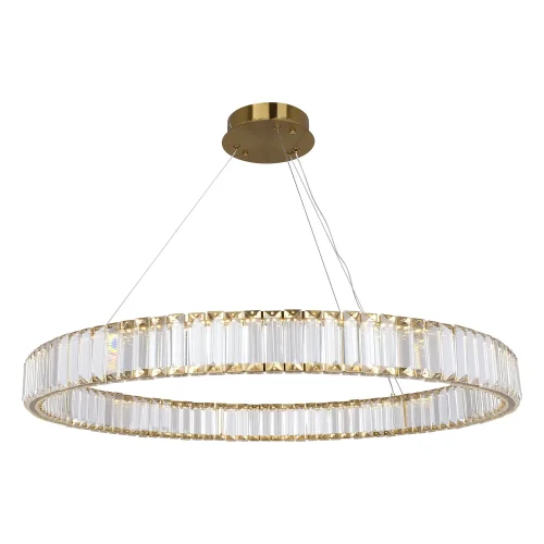 Люстра подвесная LED Kent LSP-7121 Lussole прозрачная на 1 лампа, основание бронзовое в стиле современный кольца