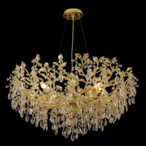 Люстра подвесная EDEN SP10 GOLD Crystal Lux прозрачная на 10 ламп, основание золотое в стиле флористика фото 2