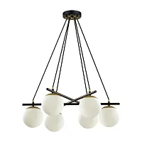 Люстра подвесная Moderni 5212/6 Lumion белая на 6 ламп, основание чёрное в стиле современный шар