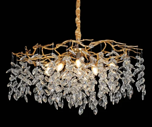Люстра подвесная Ласми 07872-80,33 Kink Light прозрачная на 10 ламп, основание золотое в стиле флористика современный ветви