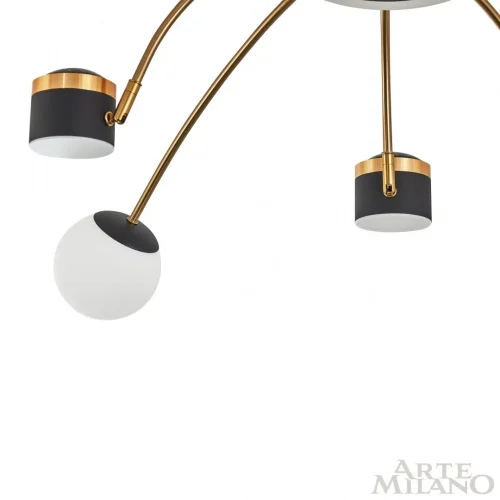 Люстра потолочная LED Ferrara-71040 272040/10 BK/GD Arte Milano белая на 1 лампу, основание чёрное в стиле современный хай-тек фото 5