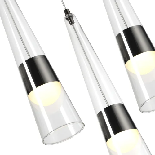 Светильник подвесной LED Lump 5044/42L Odeon Light прозрачный 1 лампа, основание хром чёрное в стиле современный каскад трубочки фото 5