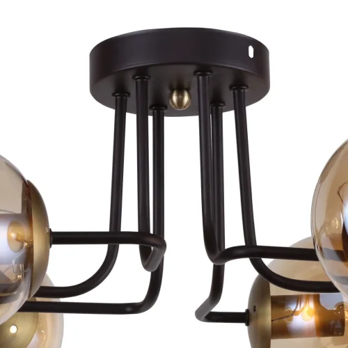 Люстра потолочная Modestus 2344-6U F-promo янтарная на 6 ламп, основание коричневое в стиле современный шар фото 4