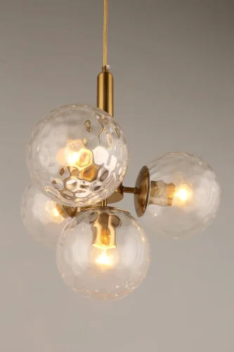 Светильник подвесной Lora APL.728.06.04 Aployt прозрачный 4 лампы, основание латунь в стиле современный лофт шар фото 2