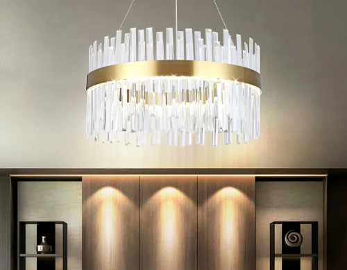 Люстра подвесная LED TR5010 Ambrella light прозрачная на 1 лампа, основание золотое в стиле классический современный  фото 2