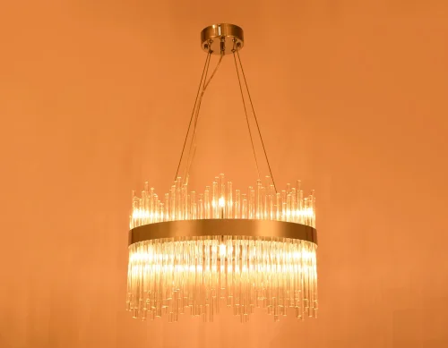 Люстра подвесная Traditional TR5353 Ambrella light прозрачная на 10 ламп, основание хром в стиле классический  фото 6