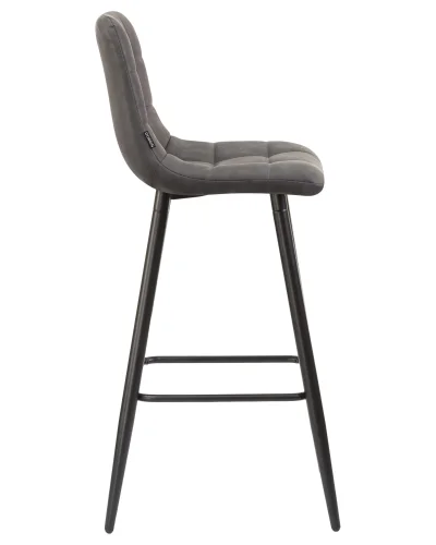 Набор 2 шт Стул барный DOBRIN NICOLE (черные матовые ножки, серая антрацитовая винтажная экокожа (RU-08)) винтажная антрацитовая экокожа (RU-08), черные матовые ножки Dobrin, антрацит/экокожа, ножки/металл/, размеры - *1050**** фото 4