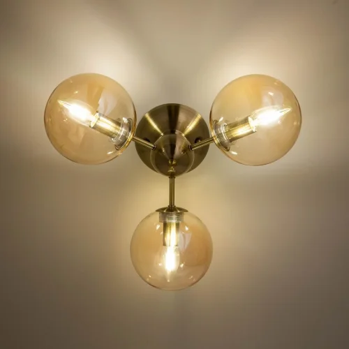 Люстра потолочная Томми CL102133 Citilux янтарная на 3 лампы, основание бронзовое в стиле модерн шар фото 3