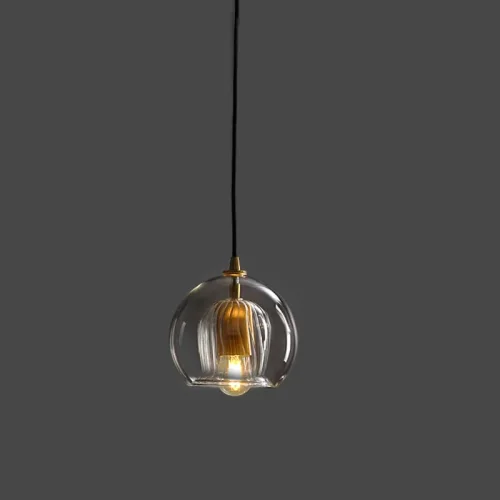 Светильник подвесной LYSE D150 140851-26 ImperiumLoft прозрачный на 1 лампу, основание латунь в стиле современный 