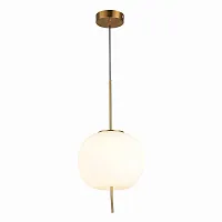 Светильник подвесной LED Lacus SL1621.213.01 ST-Luce белый 1 лампа, основание золотое в стиле современный шар