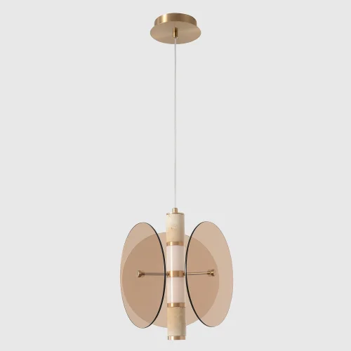 Светильник подвесной LED AMARILLO SP12W LED BRASS Crystal Lux янтарный на 1 лампу, основание латунь в стиле современный фото 2