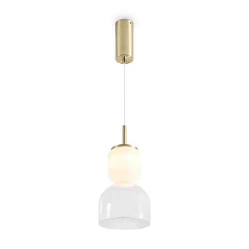 Светильник подвесной ЛЕД Руда / Ore FR5636PL-L6G1 Freya белый прозрачный на 1 лампу, основание латунь в стиле современный фото 2