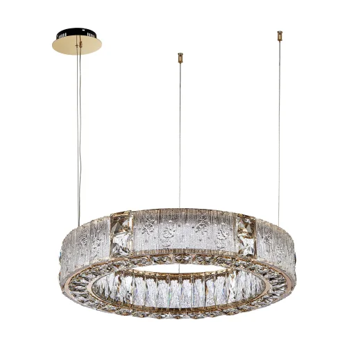 Люстра подвесная LED Templum 4204-6P Favourite бежевая янтарная на 1 лампа, основание матовое золото в стиле классический кольца фото 2