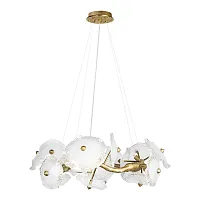 Люстра подвесная Bloom 10352/850 AB LOFT IT белая прозрачная на 12 ламп, основание античное бронза в стиле арт-деко флористика современный ветви