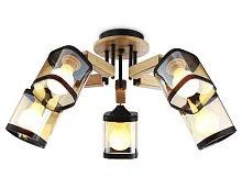 Люстра потолочная TR9529 Ambrella light янтарная на 5 ламп, основание золотое чёрное в стиле классический современный кантри 