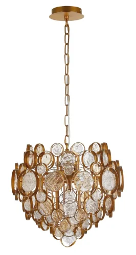Светильник подвесной DESEO SP6 D460 GOLD Crystal Lux янтарный прозрачный 6 ламп, основание матовое золото в стиле арт-деко 