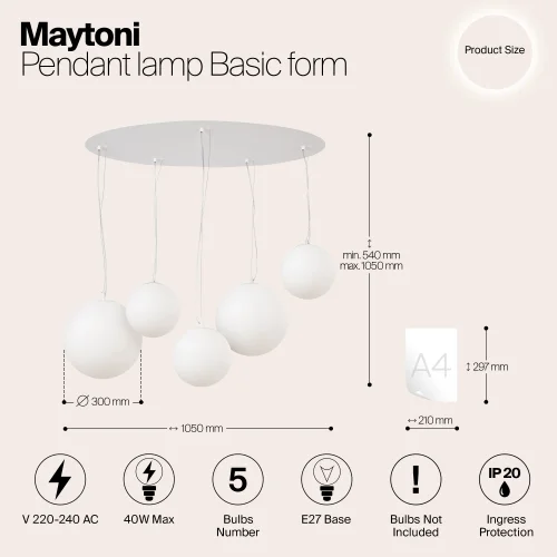 Люстра подвесная Basic form MOD321PL-05W1 Maytoni белая на 5 ламп, основание белое в стиле современный фото 7