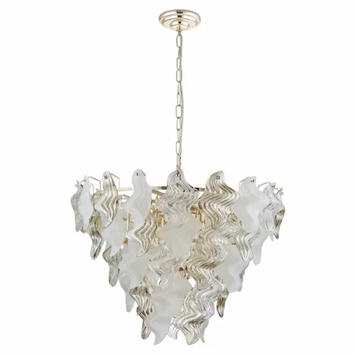 Люстра подвесная Lupine 6529/9 Lumion янтарная прозрачная белая на 9 ламп, основание золотое в стиле классический 