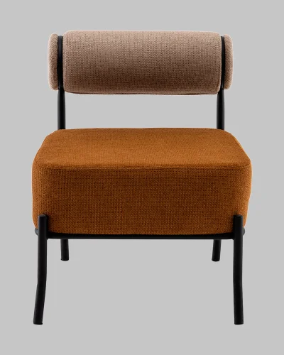 Кресло Ponpoun, бежевый, терракотовый УТ000040471 Stool Group, терракотовый/шенилл, ножки/металл/чёрный, размеры - *710***610*710мм фото 2