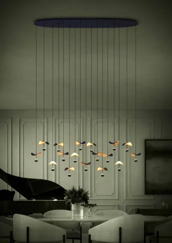 Светильник подвесной LED DIMM Dracera 390343 Eglo чёрный золотой на 17 ламп, основание чёрное в стиле современный флористика каскад фото 3