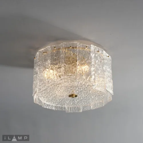 Светильник потолочный Manhattan C6315-D400 BR iLamp прозрачный 4 лампы, основание латунь в стиле классический 