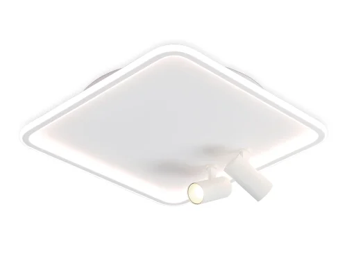 Светильник потолочный LED с пультом FL5114 Ambrella light белый 1 лампа, основание белое в стиле современный хай-тек квадраты