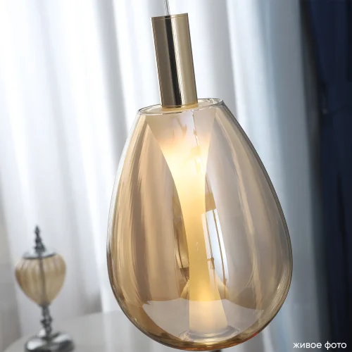 Светильник подвесной LED GAUDI SP4W LED AMBER Crystal Lux янтарный на 1 лампу, основание золотое в стиле современный фото 6