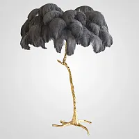 Торшер страусиные перья Feather Lamp A MODERN GRAND TOUR черный 189584-22 ImperiumLoft чёрный на 3 лампы, основание латунь в стиле современный 