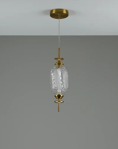 Светильник подвесной LED Tale V10909-PL Moderli прозрачный 1 лампа, основание бронзовое в стиле современный выдувное фото 3