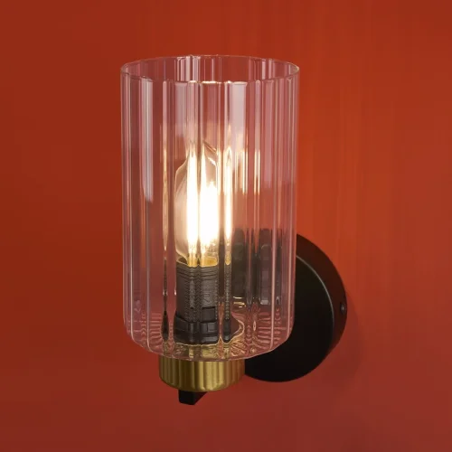 Бра Ombre FR2051WL-01BBS1 Freya прозрачный на 1 лампу, основание чёрное в стиле классический фото 8